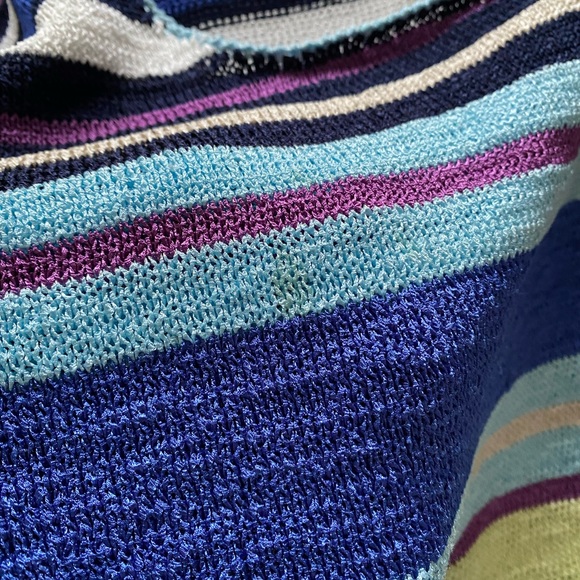 🌈 CANDA BLUE MULTI STRIPE KNIT SHORT SLEEVE SWEATER! - Picture 16 of 16